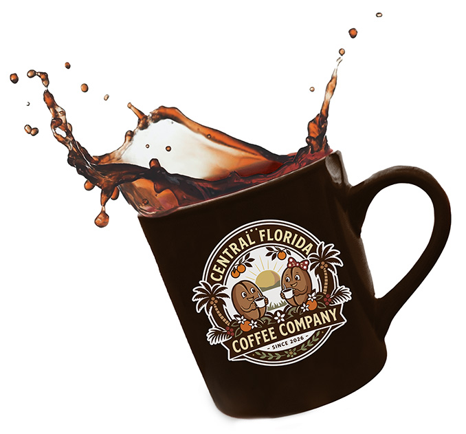 Central Florida Coffee Company Logo on a cup of coffee